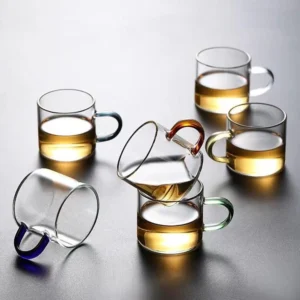 100ml Colorful Heat Resistant Glass Tea Cup Set