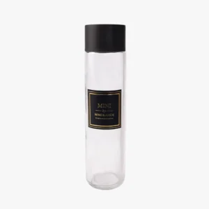 12 oz Clear Glass Water Bottle with Plastic Lids