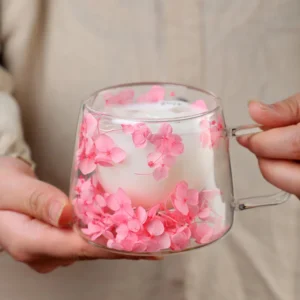 200ml Glass Cup with Handle – High Quality Clear Water or Flower Mug