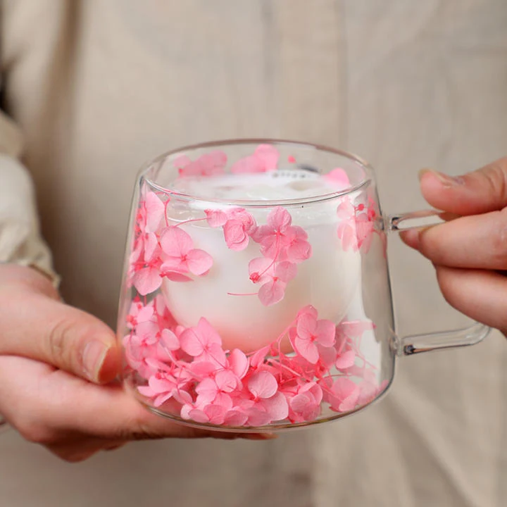 200ml Glass Cup with Handle – High Quality Clear Water or Flower Mug