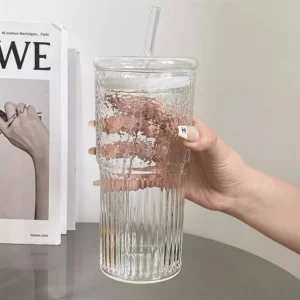 20oz Heat Resistant Glass Cup with Lid and Straw – Cold & Hot Drinkware