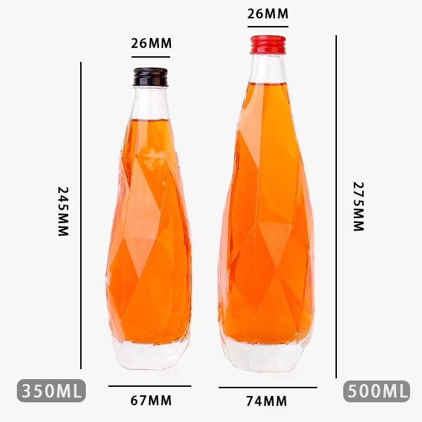 350ml 500ml Diamond Shaped Liquor Bottle with Metal Lid