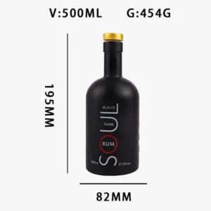 500ml Custom Matte Black Red White Glass Vodka Bottles With Cork