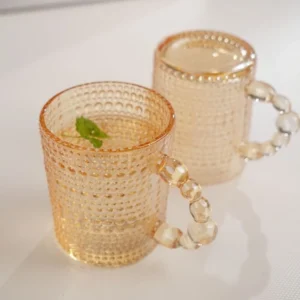 Bubbled Borosilicate Glass Mug with Clear Handle