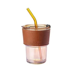 Custom Glass Cups with Lids and Straws – Water Coffee Bubble Tea Use