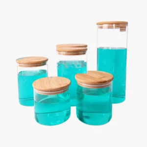 Cylinder Borosilicate Glass Storage Jar and Bamboo lid