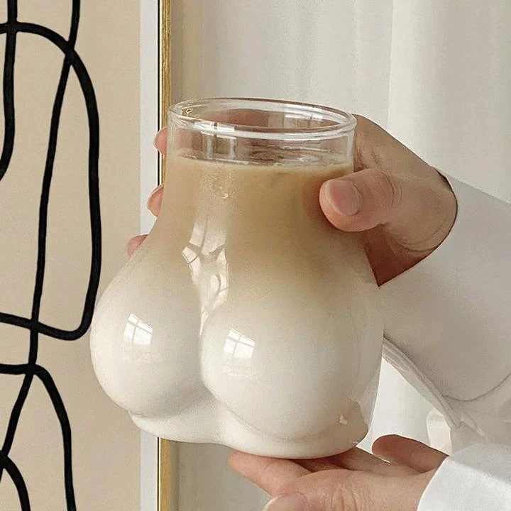 Funny Butt Shape Glass Cup – Novelty Transparent Beverage Whisky Glass