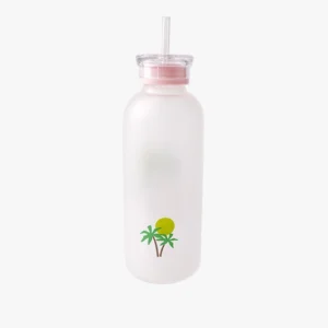 Glass Juice Bottle With Straw 670ml