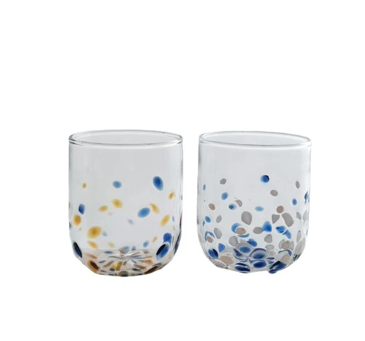 Handmade Dot Borosilicate Glass Cup For Milk Or Juice