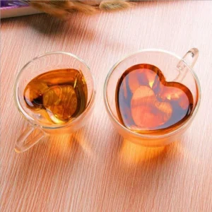 Heart Shaped Glass Coffee Cup for Milk and Drinks