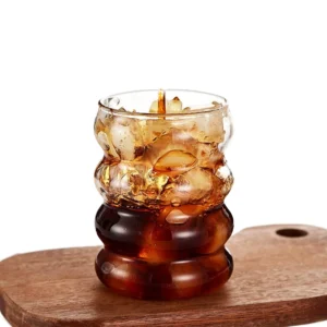 Irregular Circle Transparent Glass Cup for Milk and Coffee