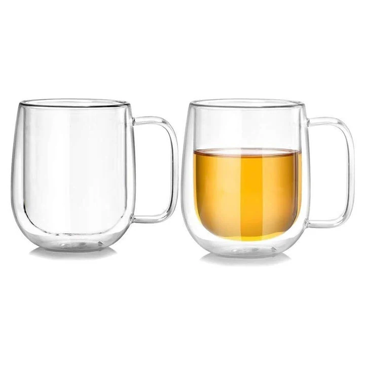 Large Double Wall Borosilicate Glass Cup With Handle
