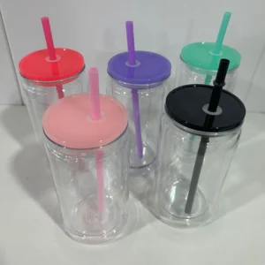 Ombre Sublimation Glass Beer Cup with Lid and Straw
