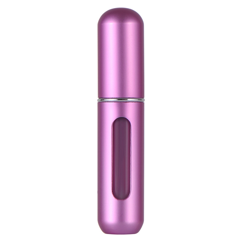 Refillable travel perfume atomiser with colored aluminum shell