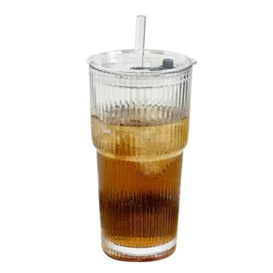 Reusable Glass Cup with Straw for Kids and Drinks
