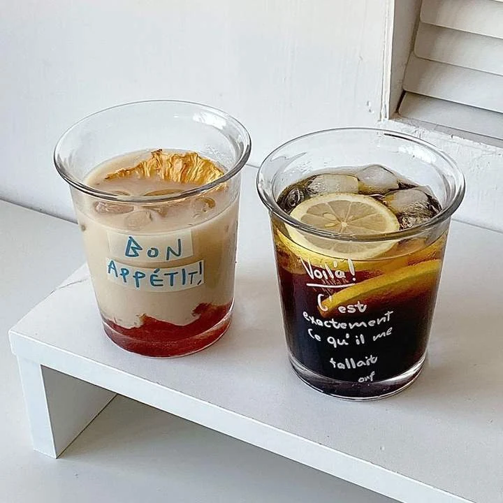 Reverse Design Glass Water Cup For Home Or Cafe