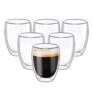 Transparent Double Wall Glass Cup 80–450ml – Borosilicate Drinkware Set